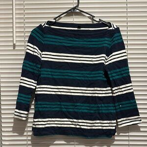 Striped Navy and Teal Women's Top